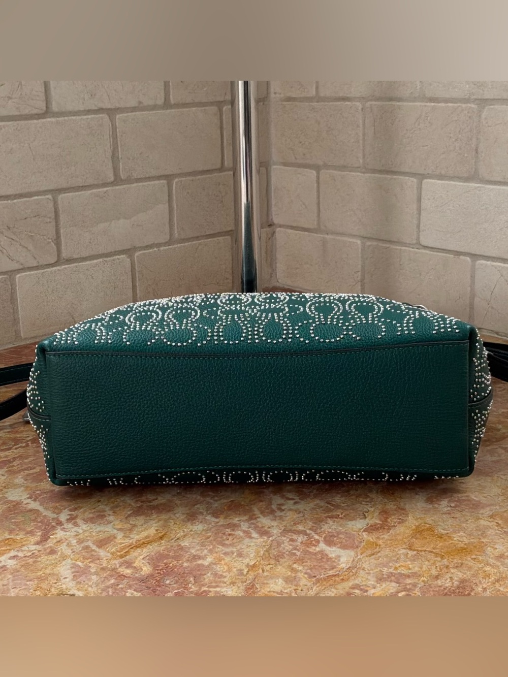 Coach Laurel Shoulder Bag. Emerald Green w/Signature Rivets NWT - Picture 7 of 10